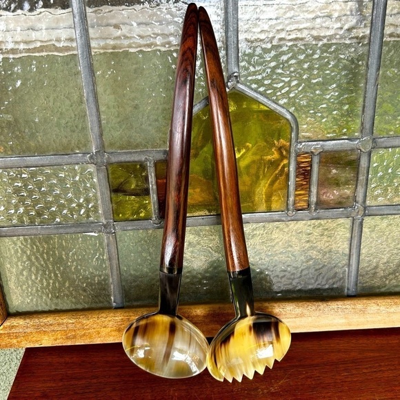 Mid-Century Serving Set | Rosewood & Bakelite Salad Set | Danish Modern - Picture 3 of 6
